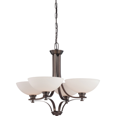 Nuvo Lighting 60/5114  Bentley - 4 Light Chandelier with Frosted Glass in Hazel Bronze Finish